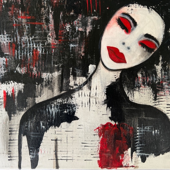 Broken Heart - Abstract Acrylic Painting of a Woman | Original Artwork 11x14 - Picture 3 of 7